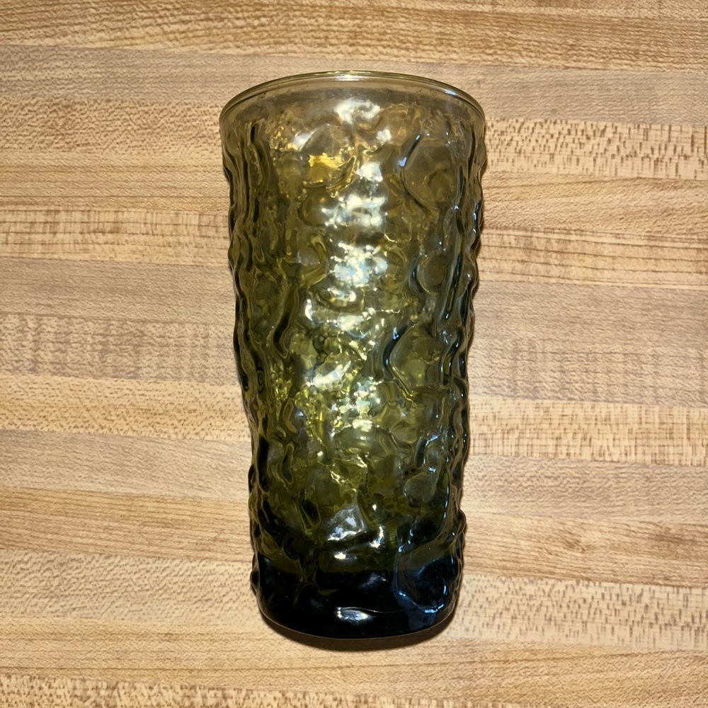 Vintage green Anchor Hocking crinkle glass (4)